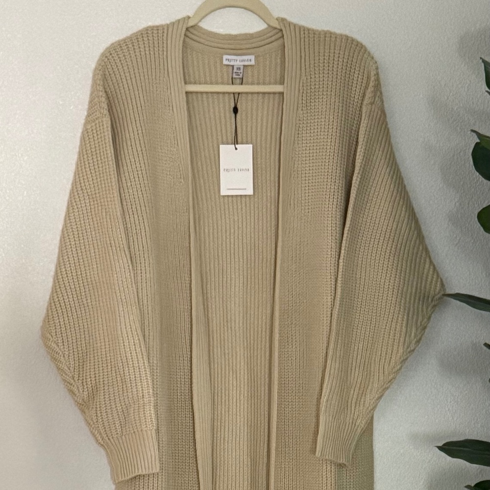 Pretty Lavish Beige Arden Maxi Open Front Cardigan